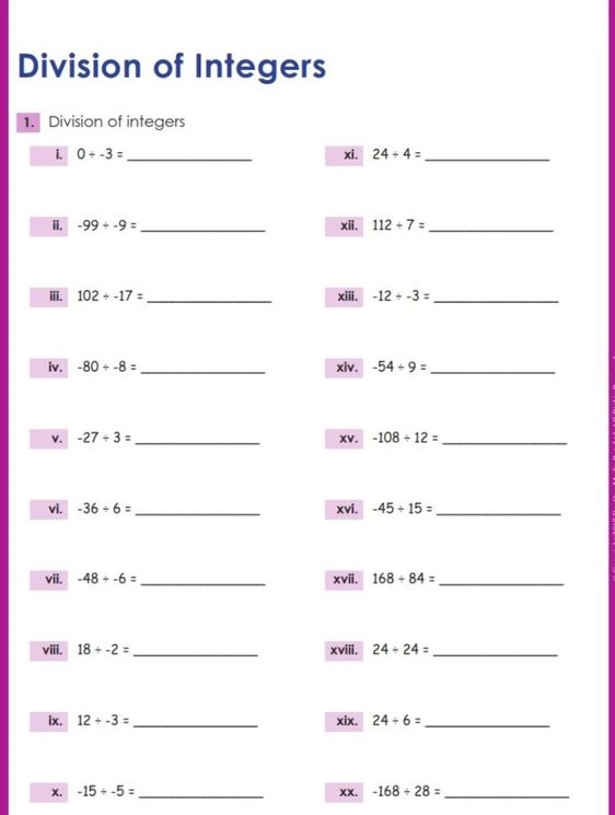 Division of Integers 2